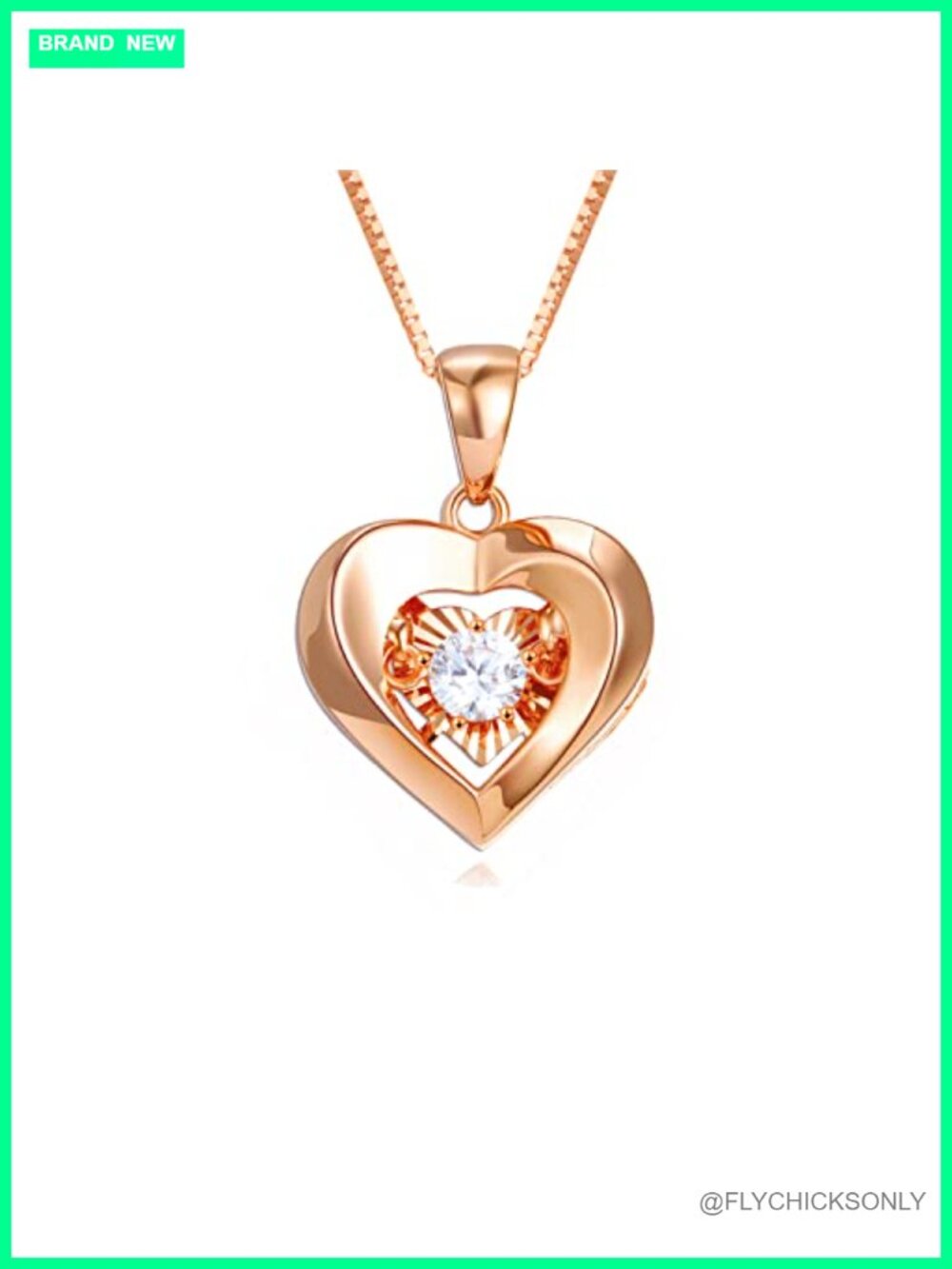 18k Gold Heart Pendant Necklace 18in Box Chain Fine Jewelry for Women